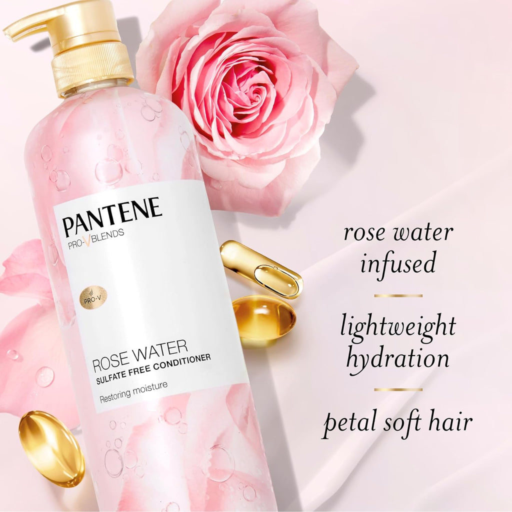 Pantene Rose Water Conditioner, Soothes, Replenishes Hydration, Nutrients, Vitamin B5, Antioxidants