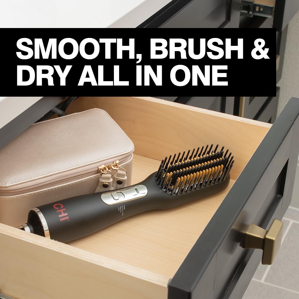 CHI 3-in-1 Hot Smoothing Dryer Brush with Three Preset Modes for Customized Styling