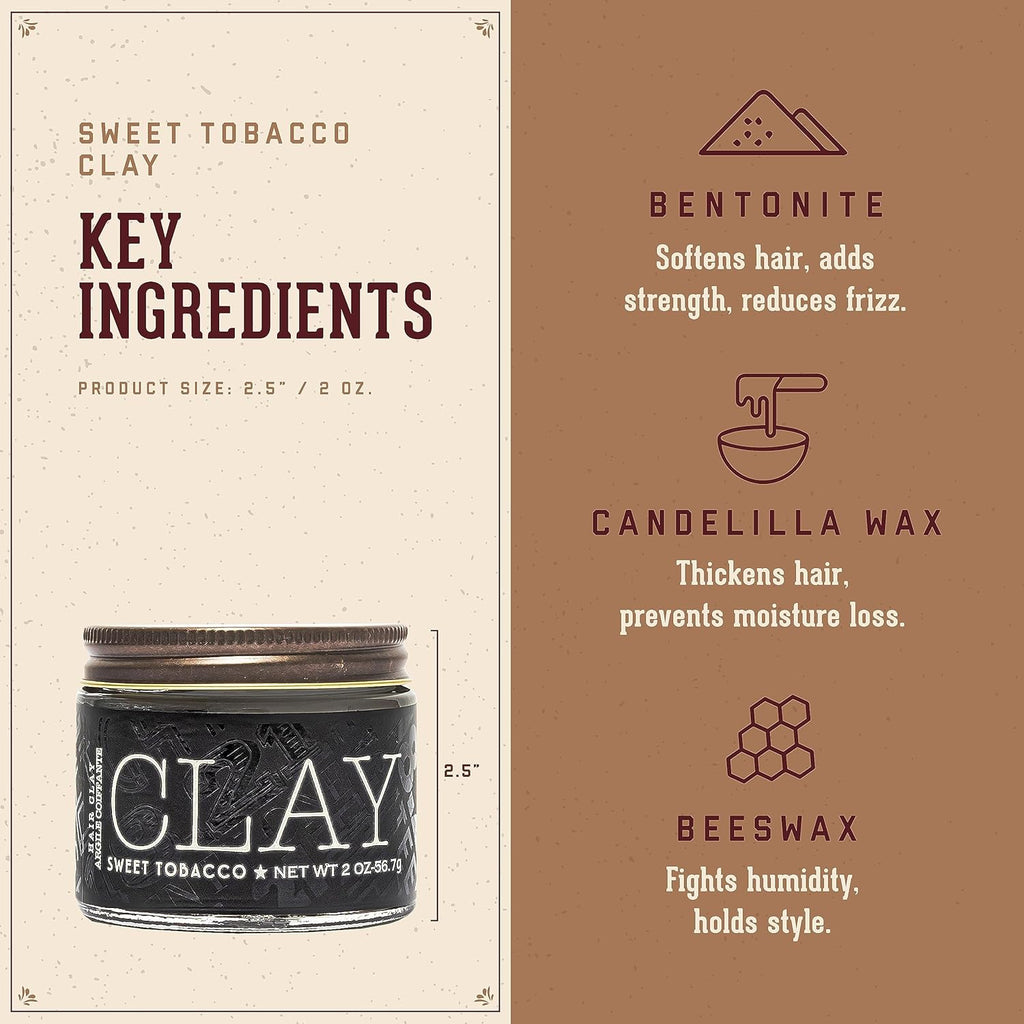 18.21 Man Made Hair Styling Product, 2oz. Original Sweet Tobacco Scent in Clay with Matte Finish