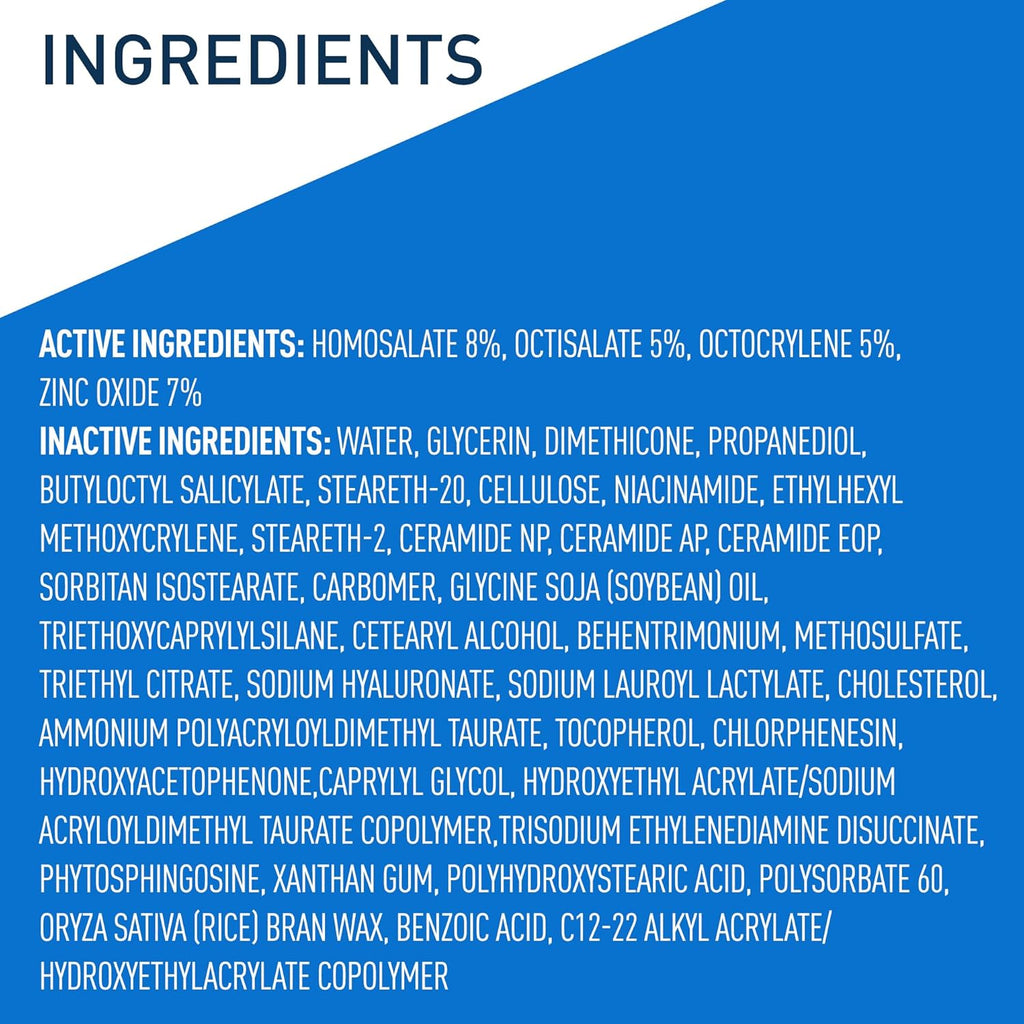 CeraVe AM Facial Moisturizing Lotion SPF 50, Hyaluronic Acid, Niacinamide & Ceramides