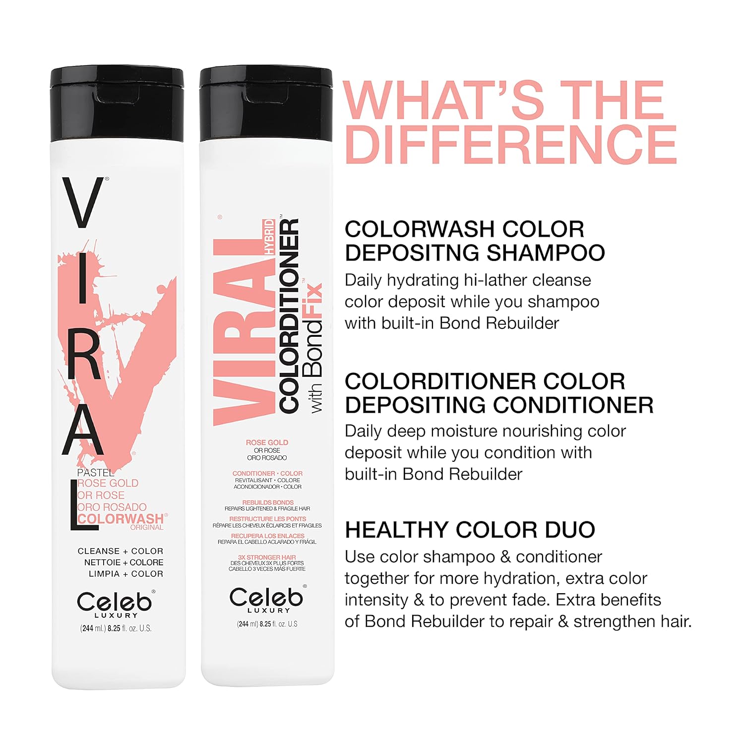 Celeb Luxury Viral Colorwash, Professional Semi-Permanent Hair Color Depositing Shampoo