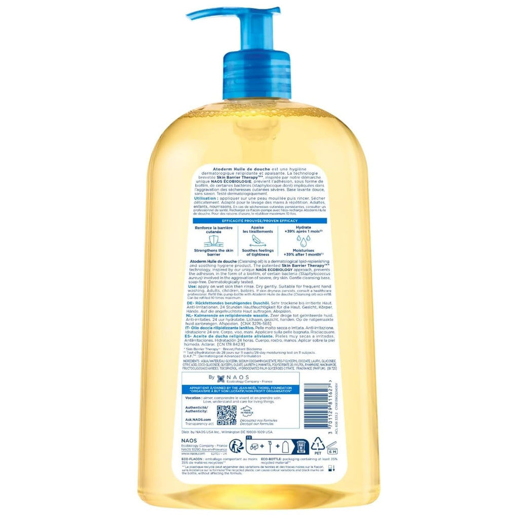 Bioderma Atoderm Shower Oil, Nourishing Cleansing Oil For Face & Body, For Dry to Atopic Sensitive