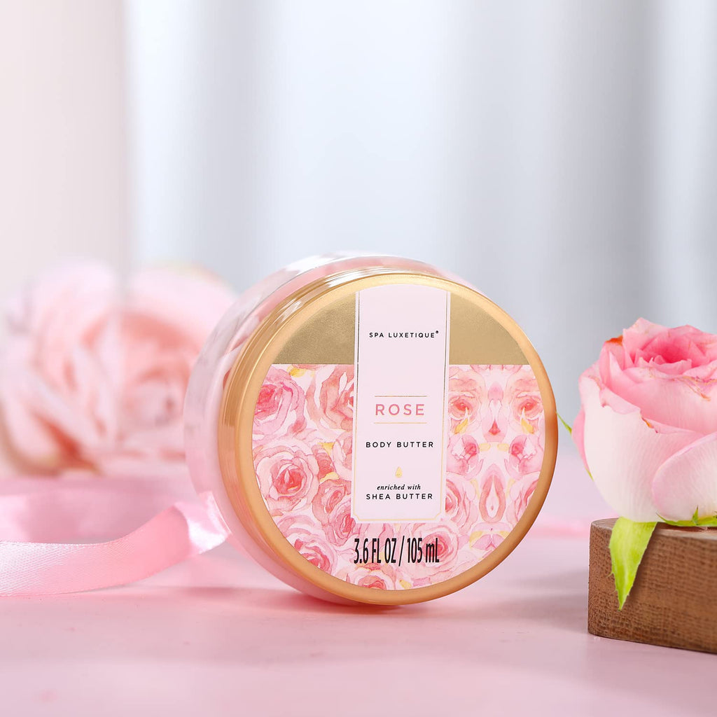 spa luxetique Gift Bath Set For Women, 8 Pcs Rose Spa Basket | Bubble Bath, Shower Gel, Body Lotion