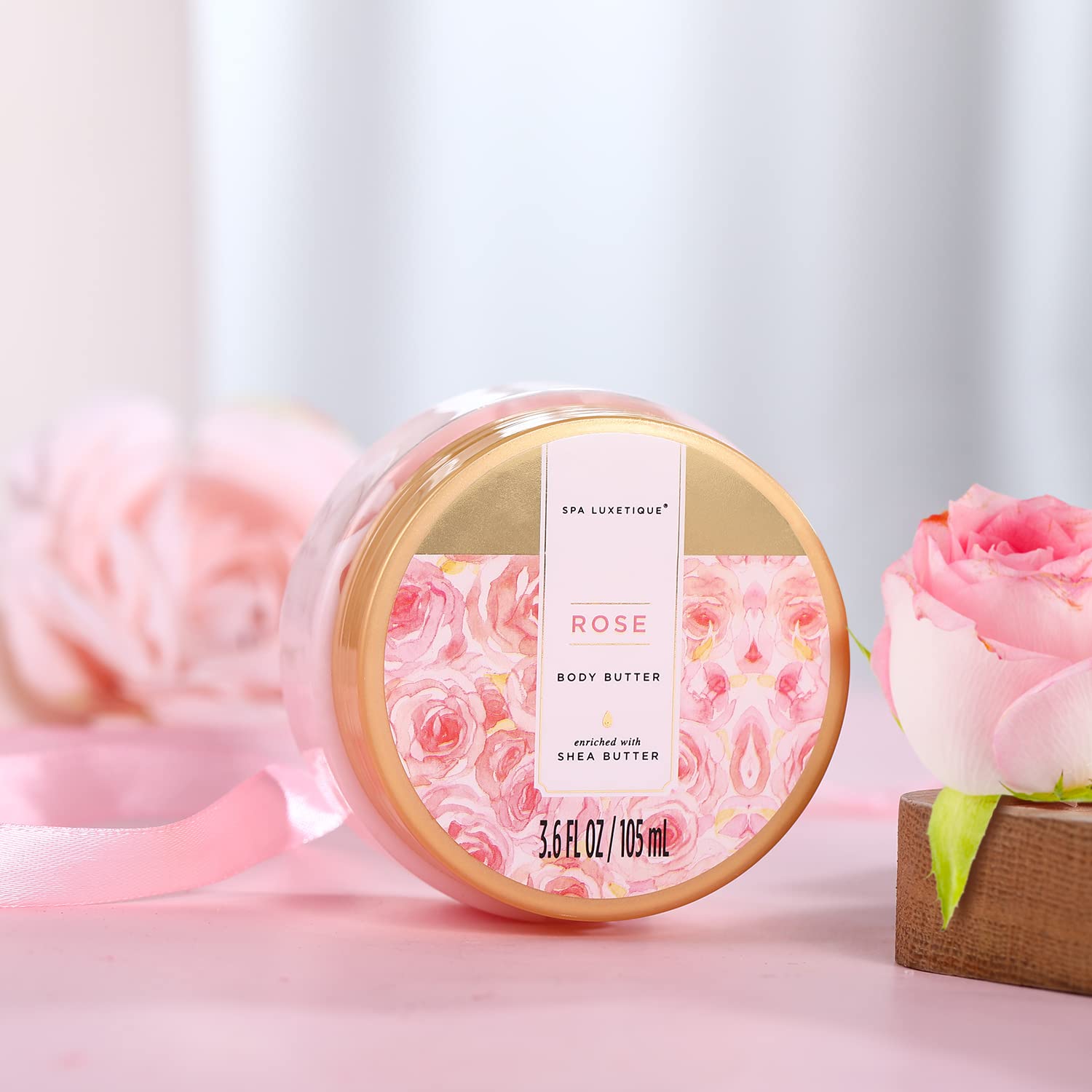 spa luxetique Gift Bath Set For Women, 8 Pcs Rose Spa Basket | Bubble Bath, Shower Gel, Body Lotion