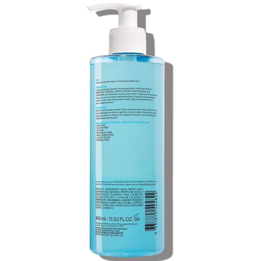 La Roche-Posay Toleriane Purifying Foaming Facial Cleanser, Niacinamide & Ceramides, Pore Cleanser