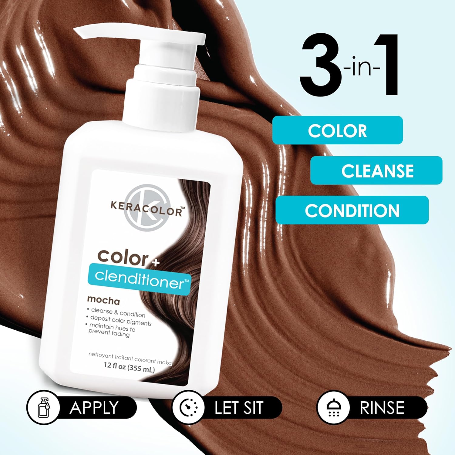 Keracolor Clenditioner MOCHA Hair Dye - Semi Permanent Color Depositing Conditioner, Cruelty-free