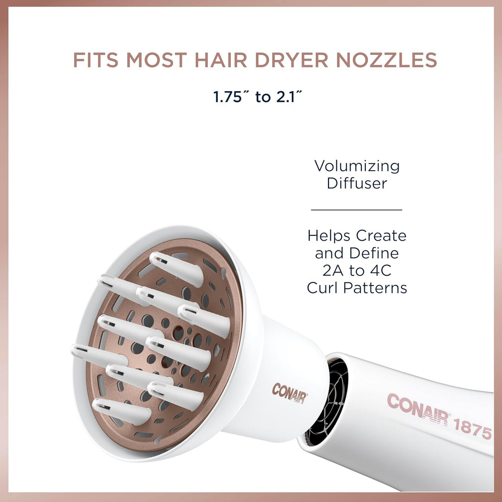 Conair Double Ceramic Universal Diffuser, Adjustable Hair Dryer Attachment for Frizz-Free Curls
