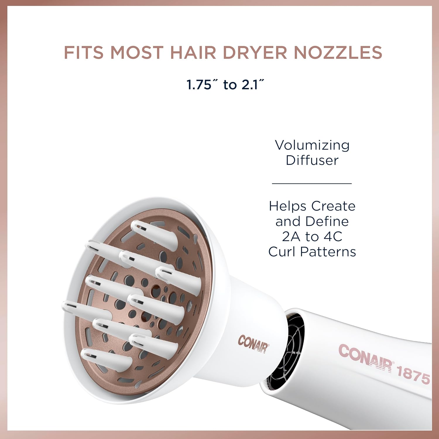 Conair Double Ceramic Universal Diffuser, Adjustable Hair Dryer Attachment for Frizz-Free Curls