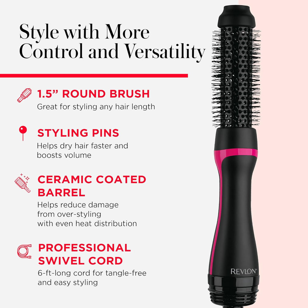 REVLON One-Step Hair Dryer & Styler - Root Booster Round Brush for Fast and Easy Blow-Out (1-1/2 in)