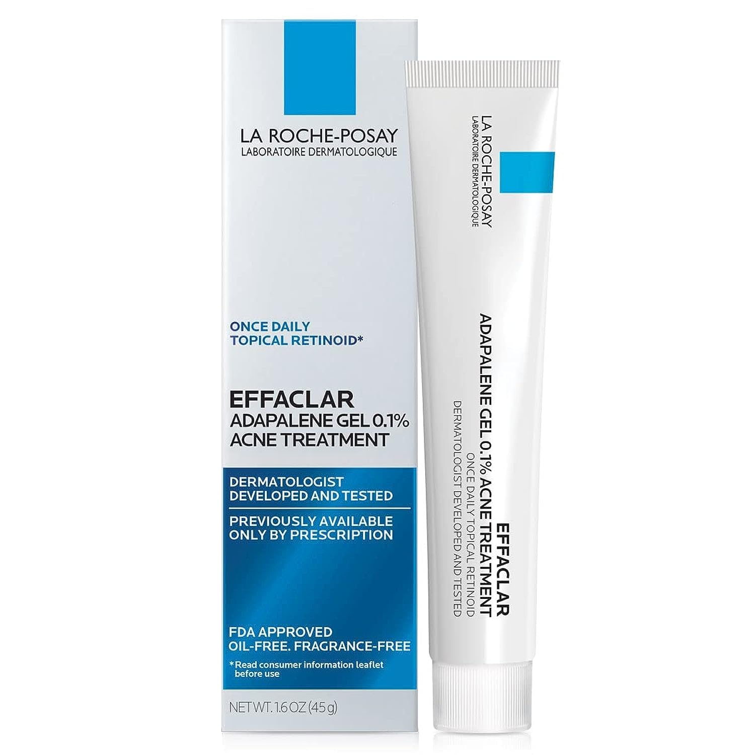 La Roche-Posay Effaclar Adapalene Gel 0.1% Acne Treatment, Retinoid Cream, Acne Medication Gel