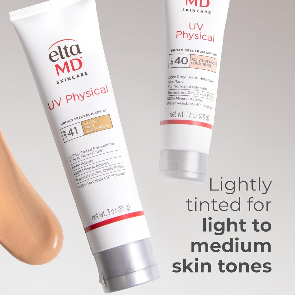 EltaMD UV Physical Tinted Mineral Sunscreen for Face SPF 41, 100% Mineral Active Tinted Face Lotion