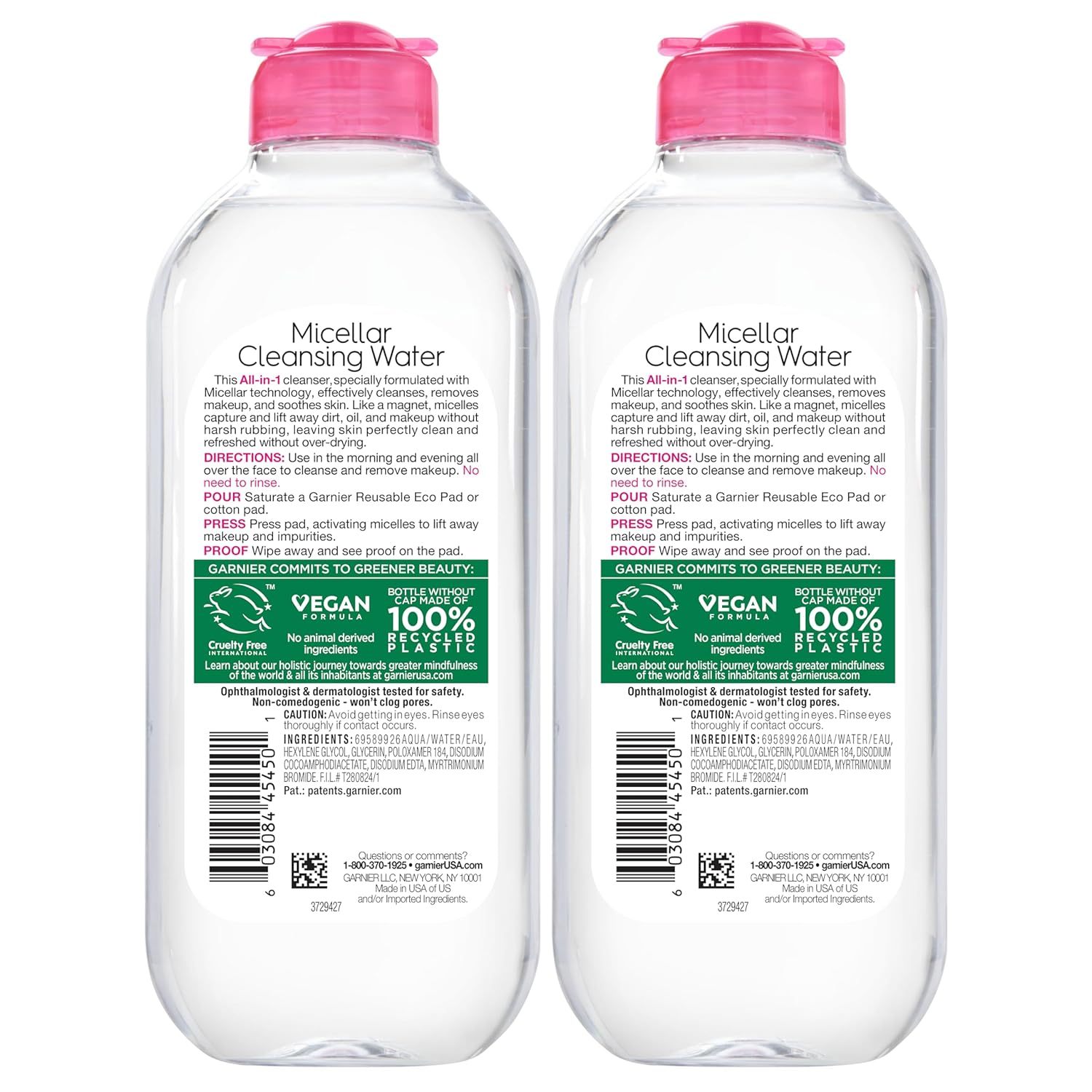 Garnier Micellar Water, Hydrating Facial Cleanser & Makeup Remover, Suitable for Sensitive Skin 2ct