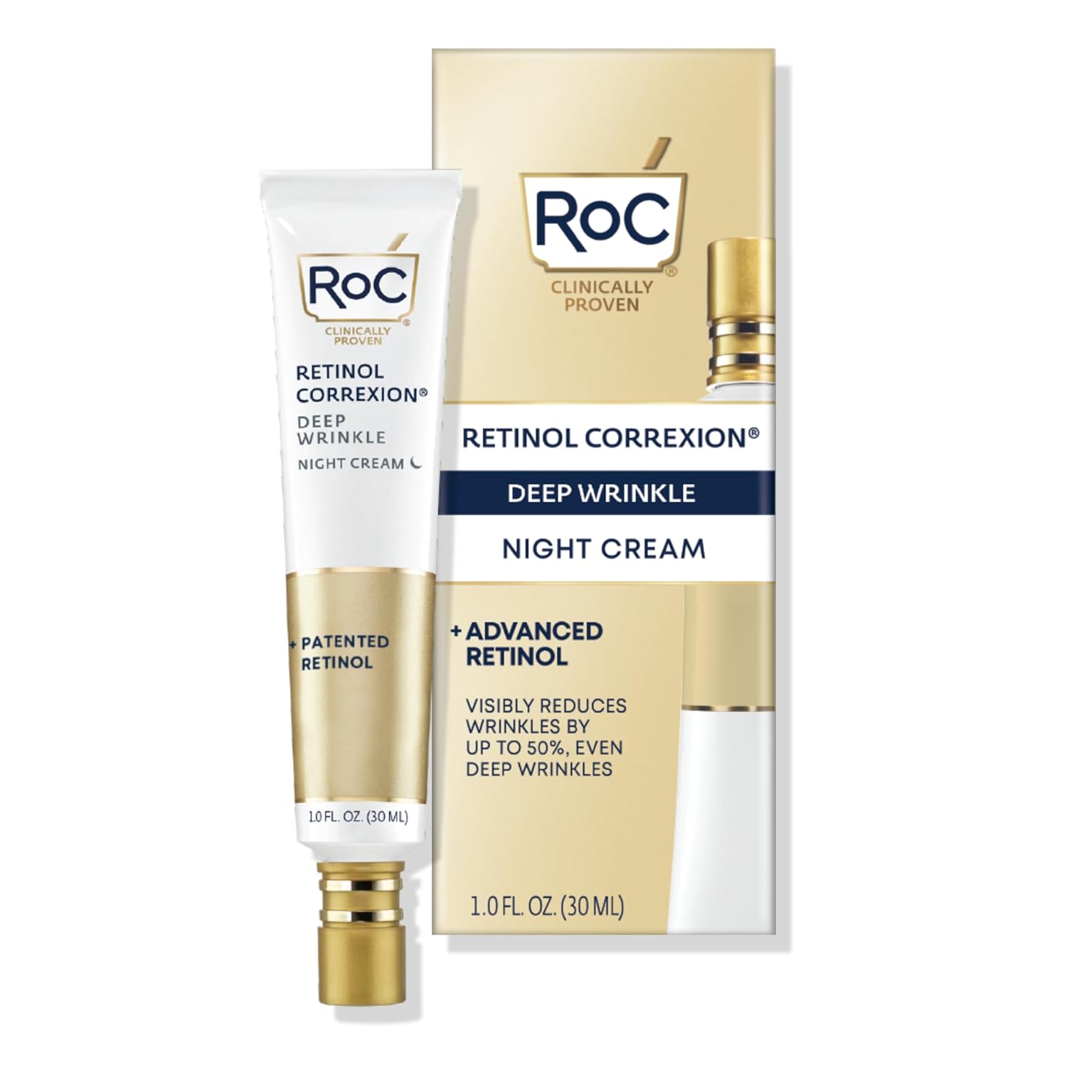 RoC Retinol Correxion Deep Wrinkle Anti-Aging Night Cream | Shea Butter, Glycolic Acid, Squalene
