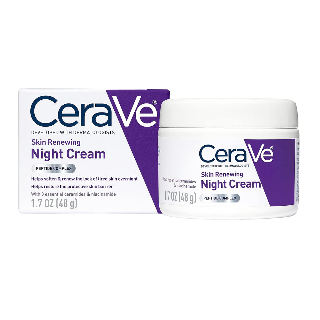 CeraVe Skin Renewing Night Cream, Niacinamide, Peptide Complex, and Hyaluronic Acid Moisturizer