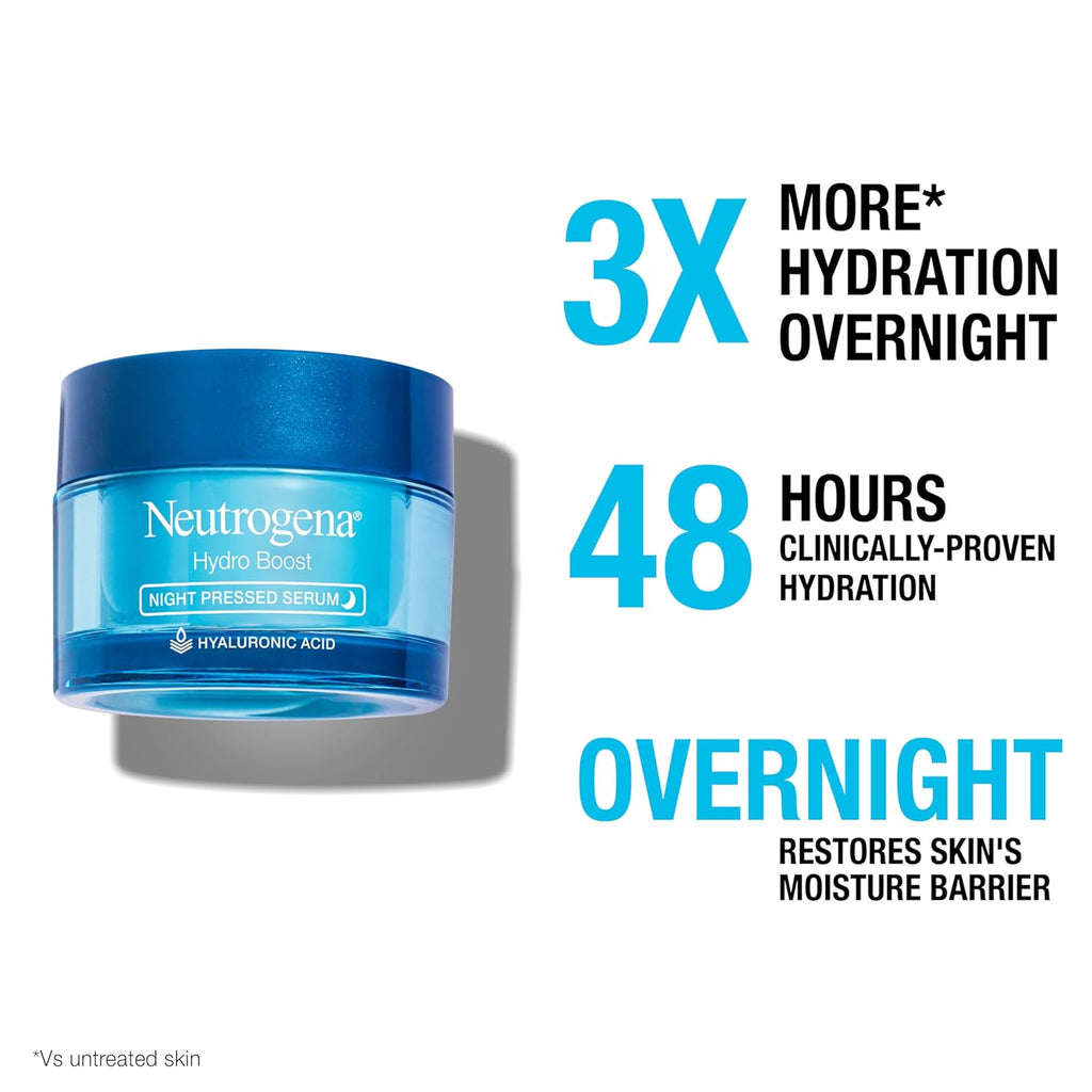 Neutrogena Hydro Boost Night Pressed Serum, Hyaluronic Acid Face Moisturizer for Normal to Extra Dry