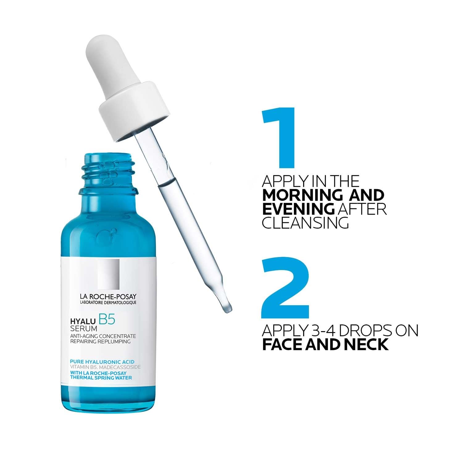 La Roche-Posay Hyalu B5 Pure Hyaluronic Acid Serum for Face,Vitamin B5+Hyaluronic Acid+Madecassoside