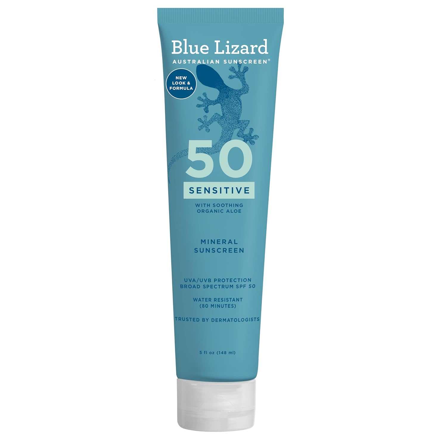 BLUE LIZARD Sensitive Mineral Sunscreen with Zinc Oxide 50+ Water Resistant UVAUVB Protection, SPF50