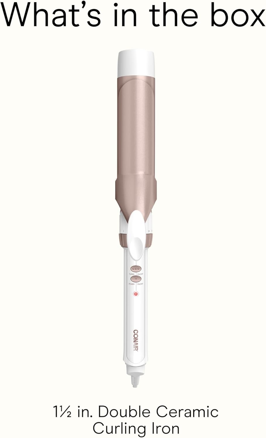 Conair Double Ceramic Curling Iron, Barrel Hair Curling Iron, 30 Heat Settings, Turbo Heat, Auto Off
