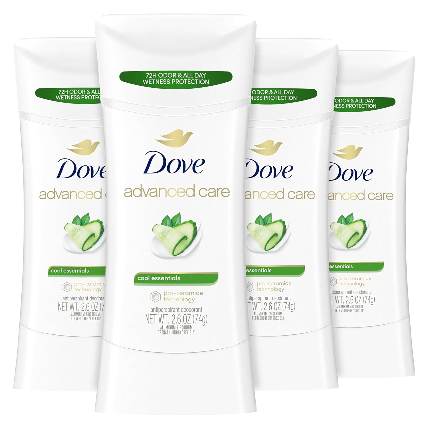 Dove Advanced Care Antiperspirant Deodorant Stick Cool Essentials, skin barrier repair, pro ceramide