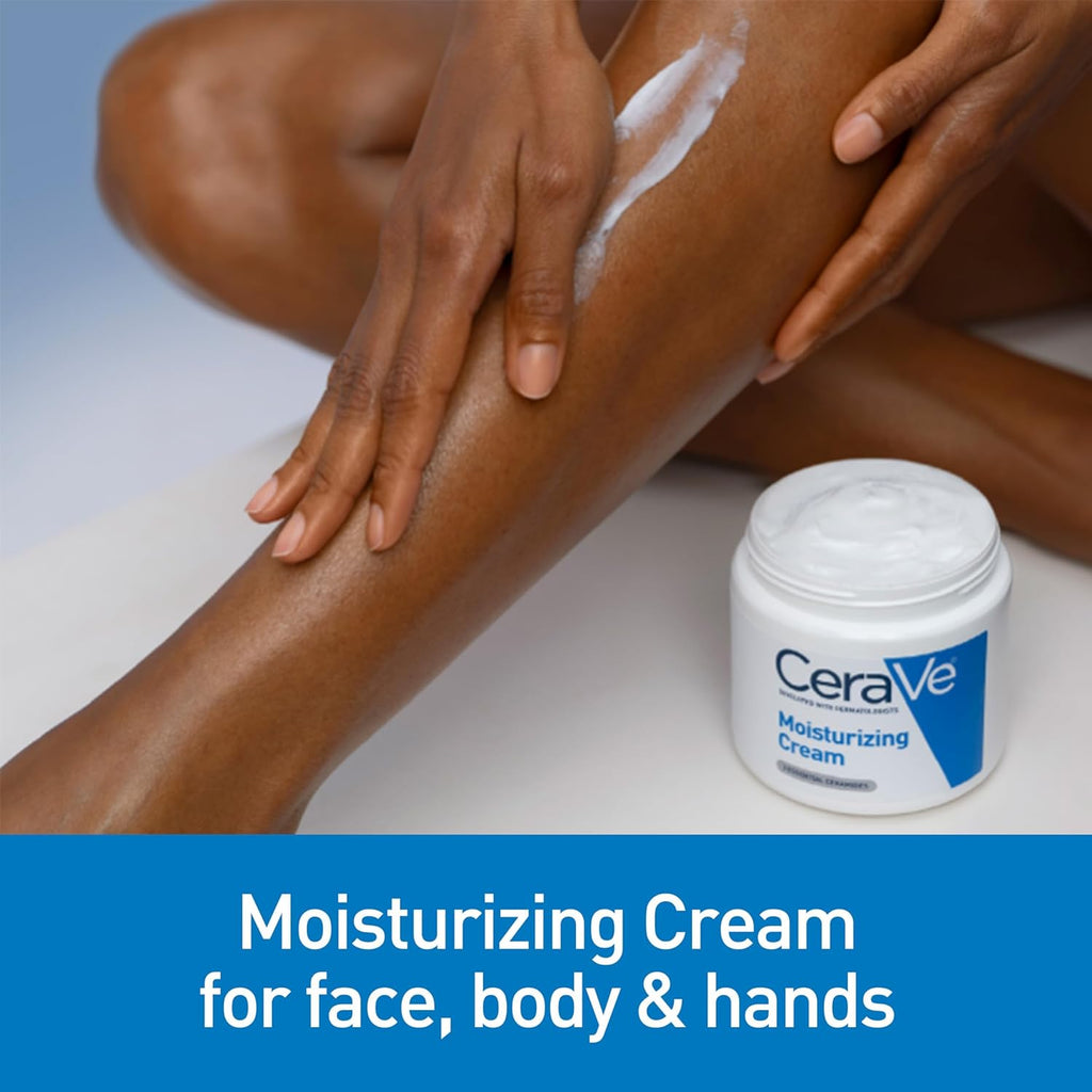 CeraVe Moisturizing Cream, Body & Face Moisturizer for Dry Skin, with Hyaluronic Acid & Ceramides