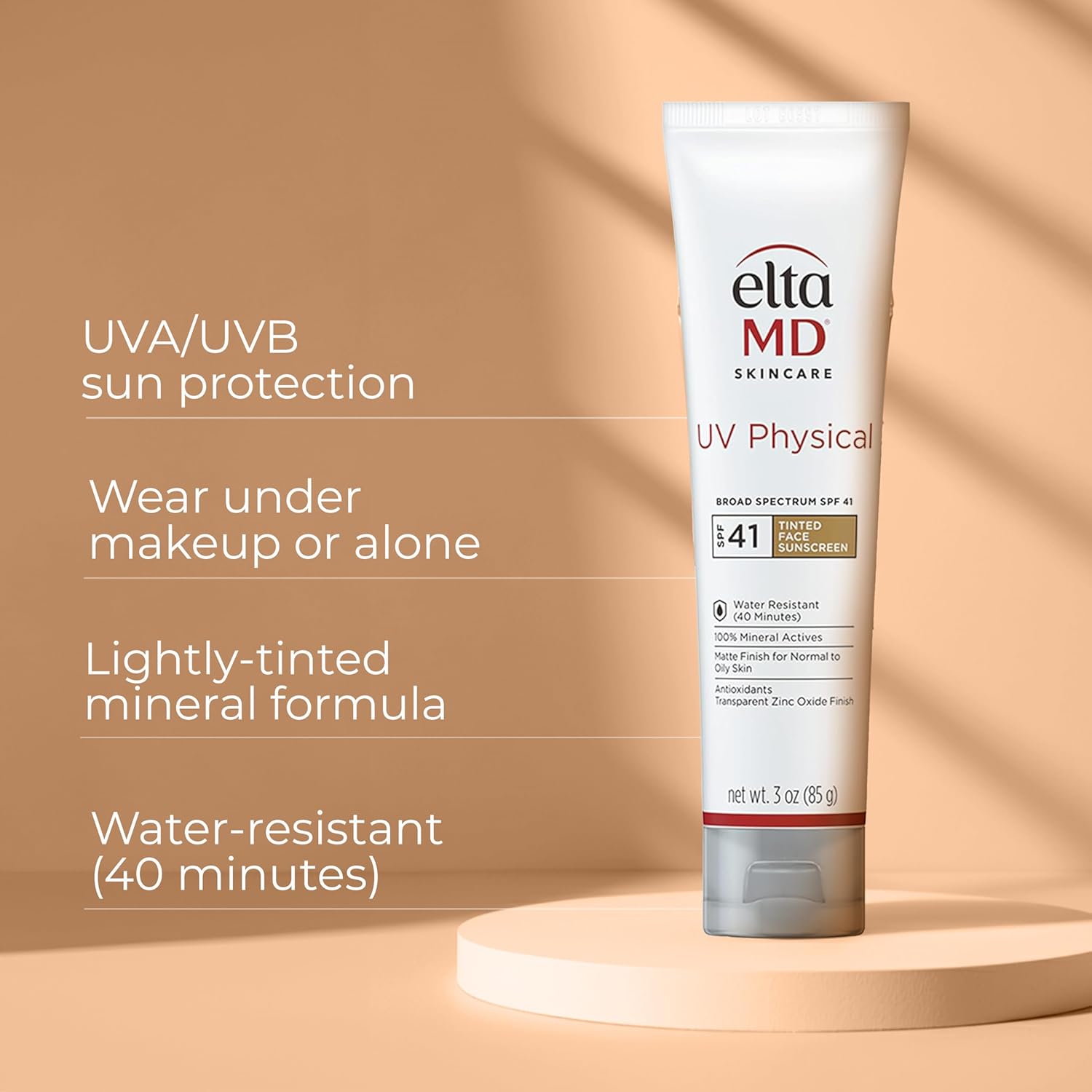 EltaMD UV Physical Tinted Mineral Sunscreen for Face SPF 41, 100% Mineral Active Tinted Face Lotion