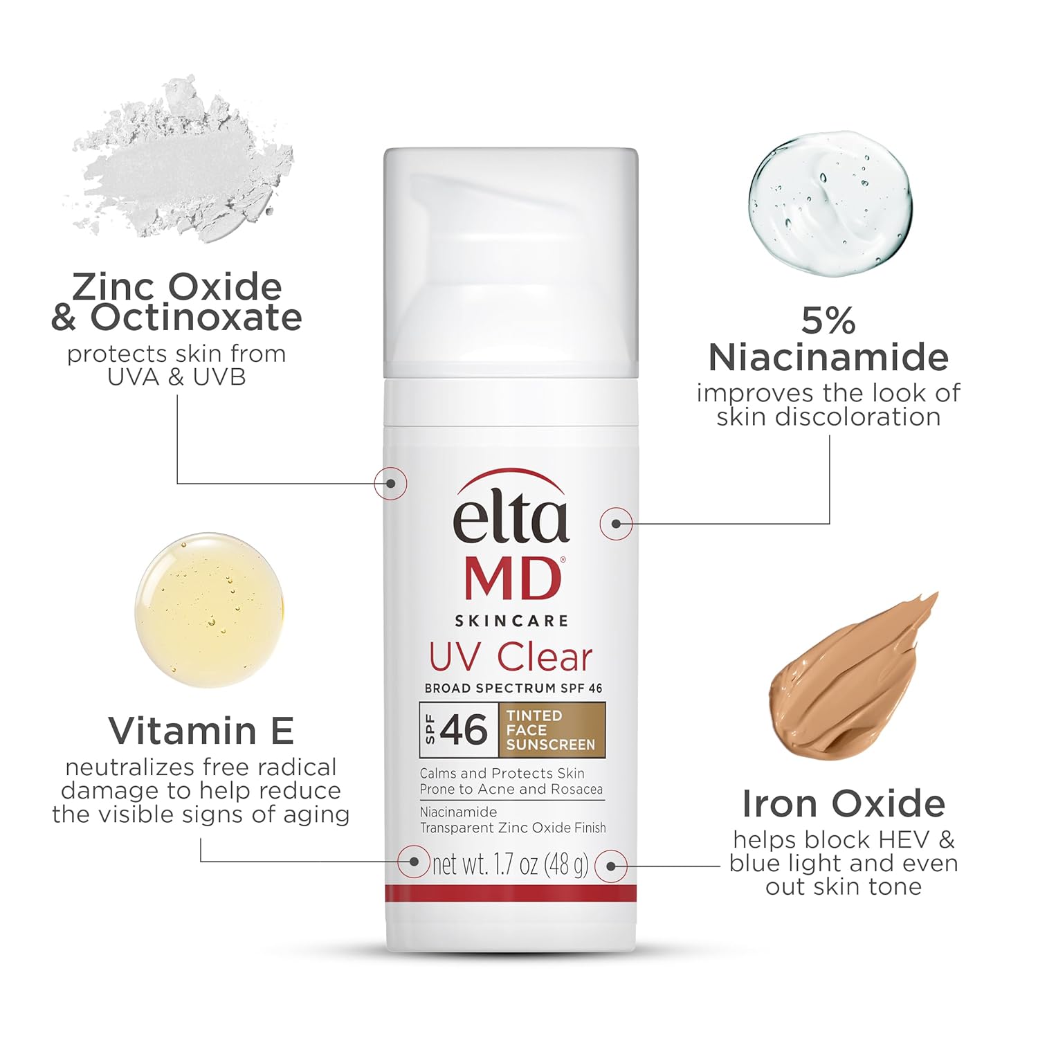 EltaMD UV Clear Tinted Sunscreen for Face,SPF 46 with Zinc Oxide,Oil-Free, Dermatologist Recommended
