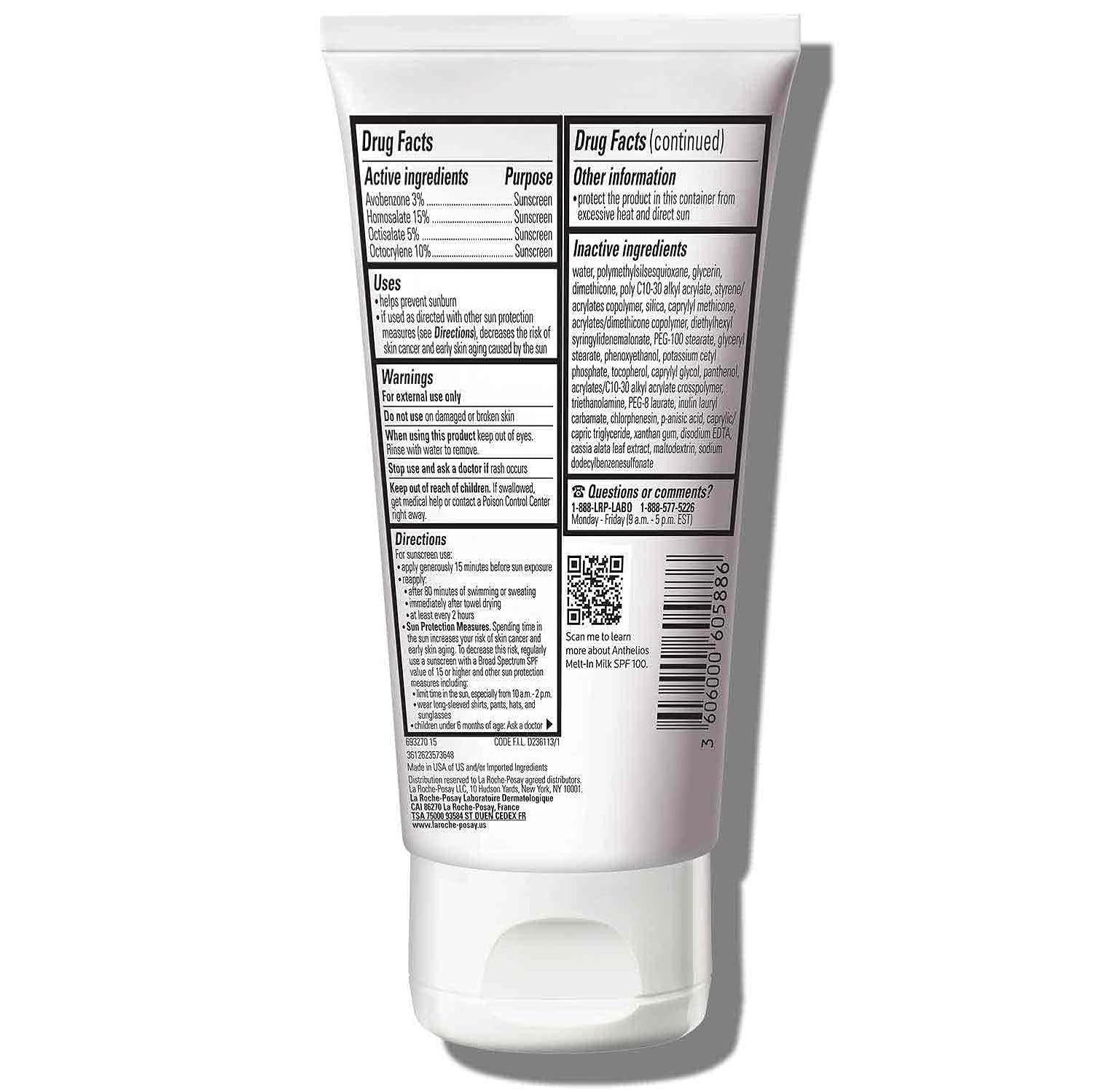 La Roche-Posay Anthelios Melt-In Milk Sunscreen SPF 100, Sunscreen For Body & Face, Broad Spectrum