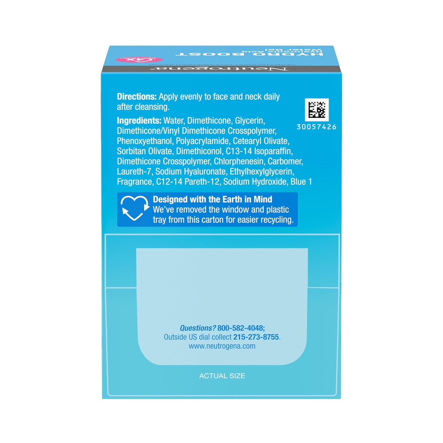 Neutrogena Hydro Boost Water Gel, 24Hr Hydration for Normal/Oily Skin, Hyaluronic Acid, Moisturizing