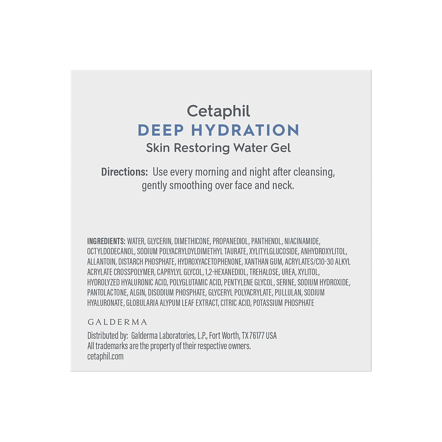 Cetaphil Deep Hydration Skin Restoring Water Gel | Hyaluronic &Polyglutamic Acid, Face Moisturizer
