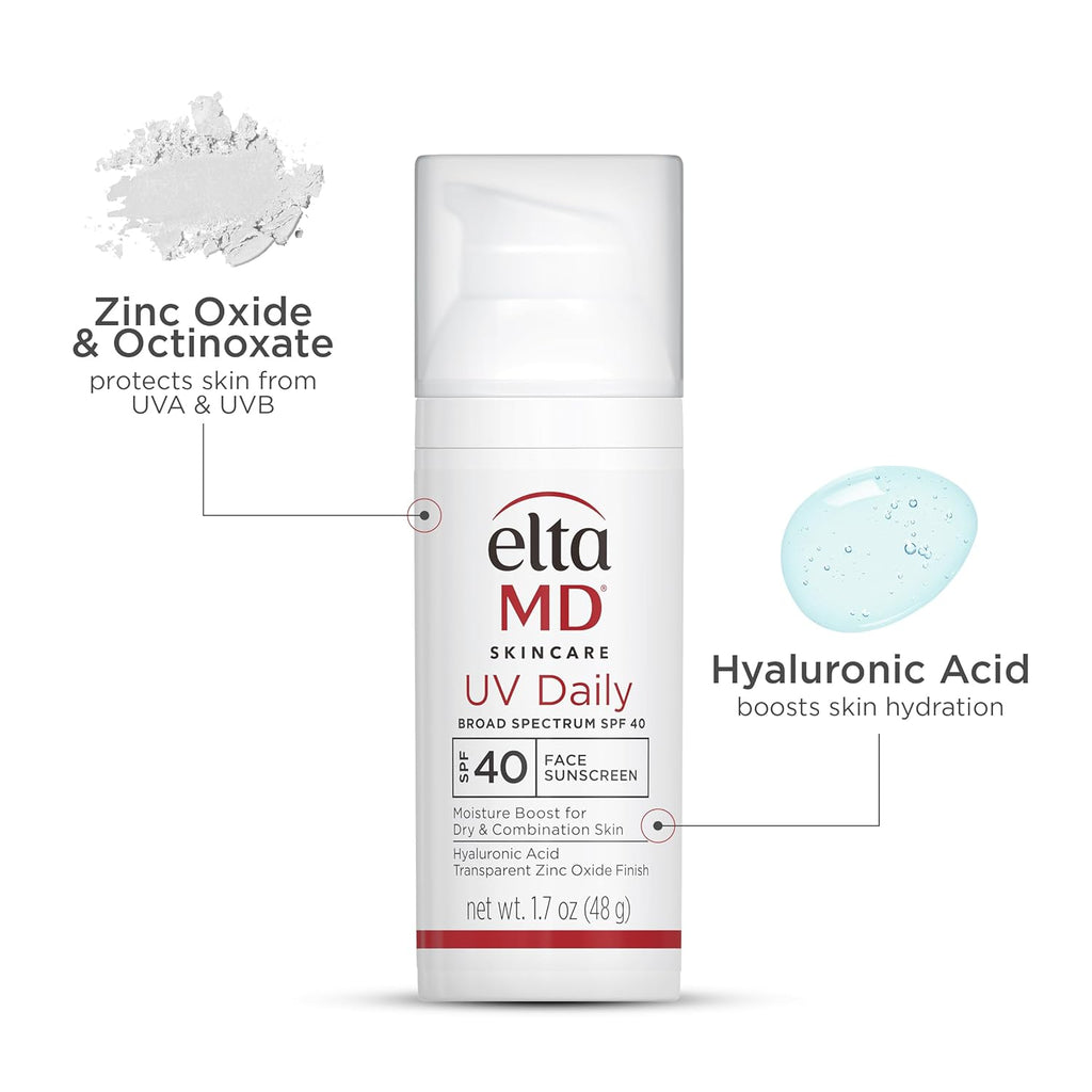 EltaMD UV Daily SPF 40 Face Sunscreen Moisturizer with Zinc Oxide, Daily Face Moisturizer with SPF