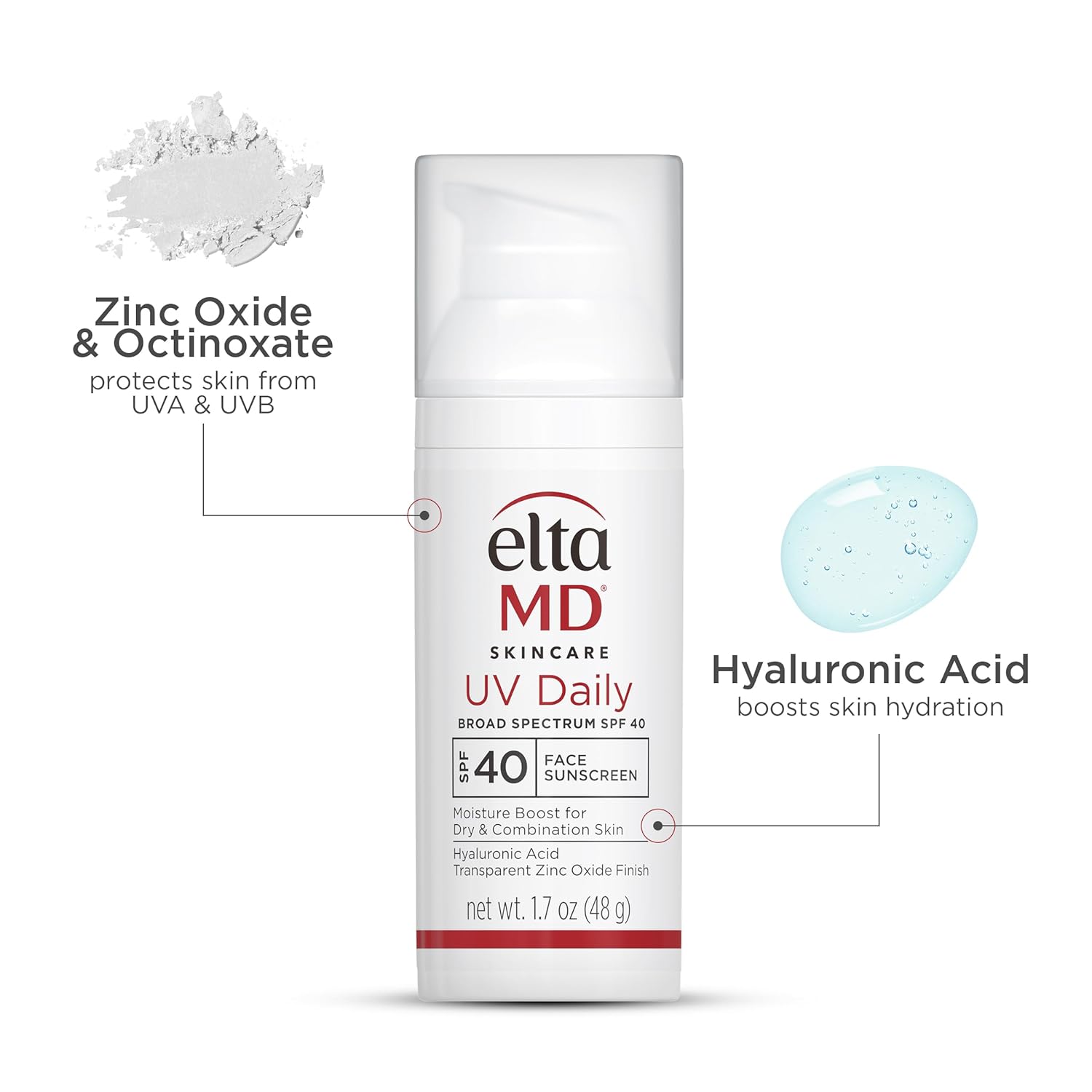 EltaMD UV Daily SPF 40 Face Sunscreen Moisturizer with Zinc Oxide, Daily Face Moisturizer with SPF