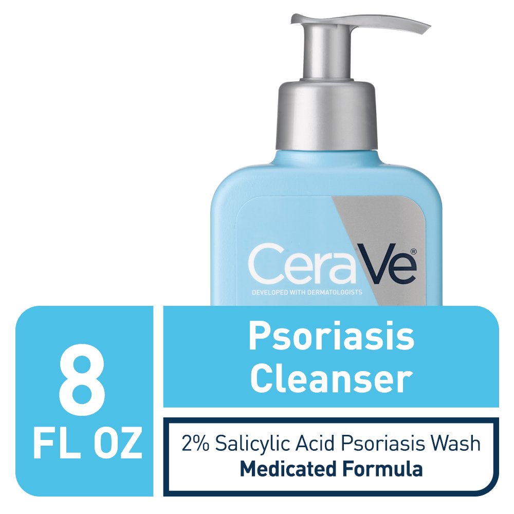 CeraVe Cleanser for Psoriasis Treatment, Salicylic Acid Dry Skin Itch Relief &Latic Acid Exfoliation
