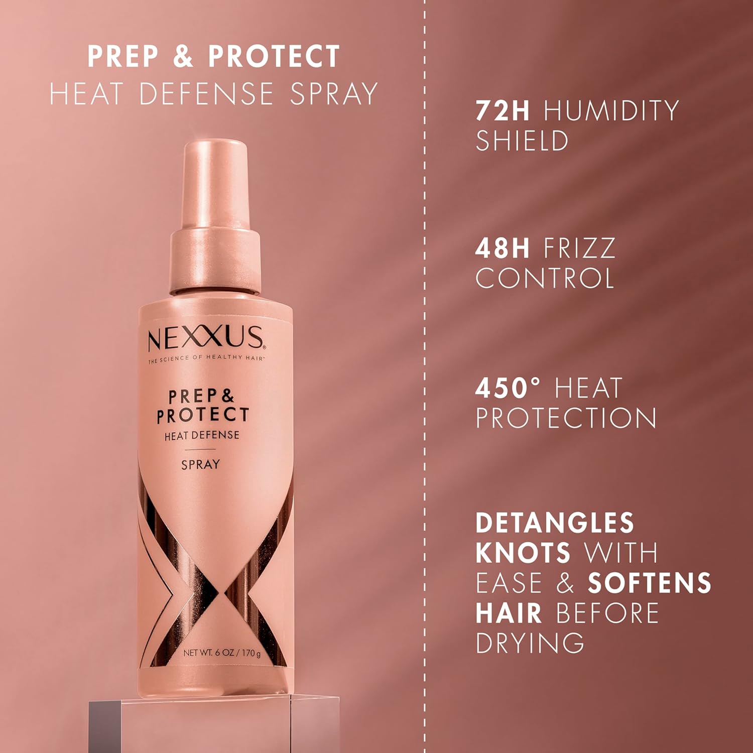 Nexxus Heat Defense Spray Prep &Protect for 450 degree heat protection, with StyleProtect Technology