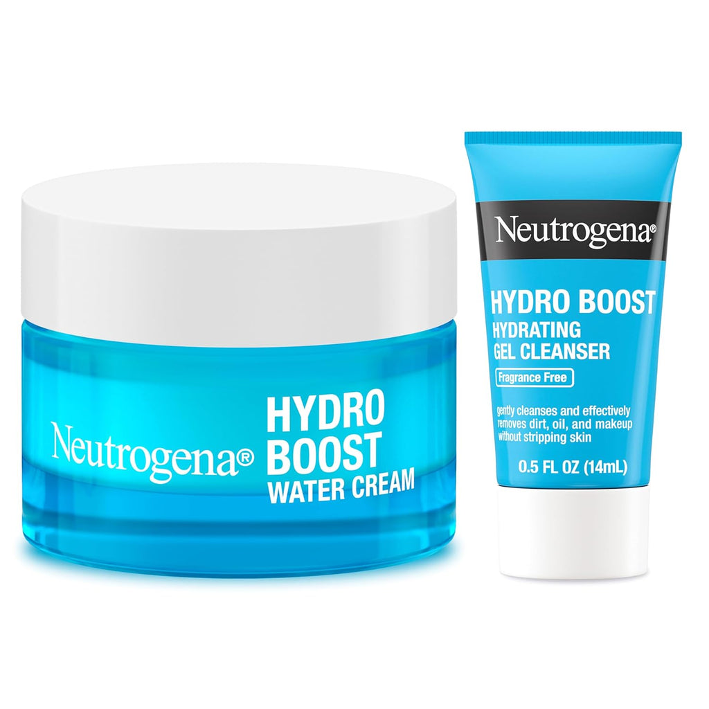 Neutrogena Hydro Boost Skincare Set, Hydro Boost Fragrance Free Gel Cream Face Moisturizer+ Cleanser
