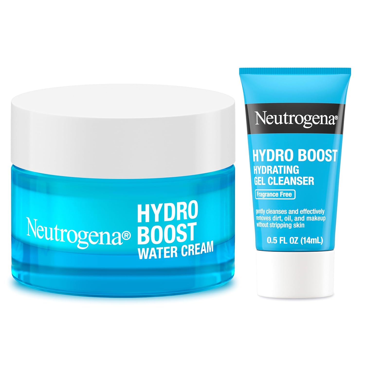 Neutrogena Hydro Boost Skincare Set, Hydro Boost Fragrance Free Gel Cream Face Moisturizer+ Cleanser