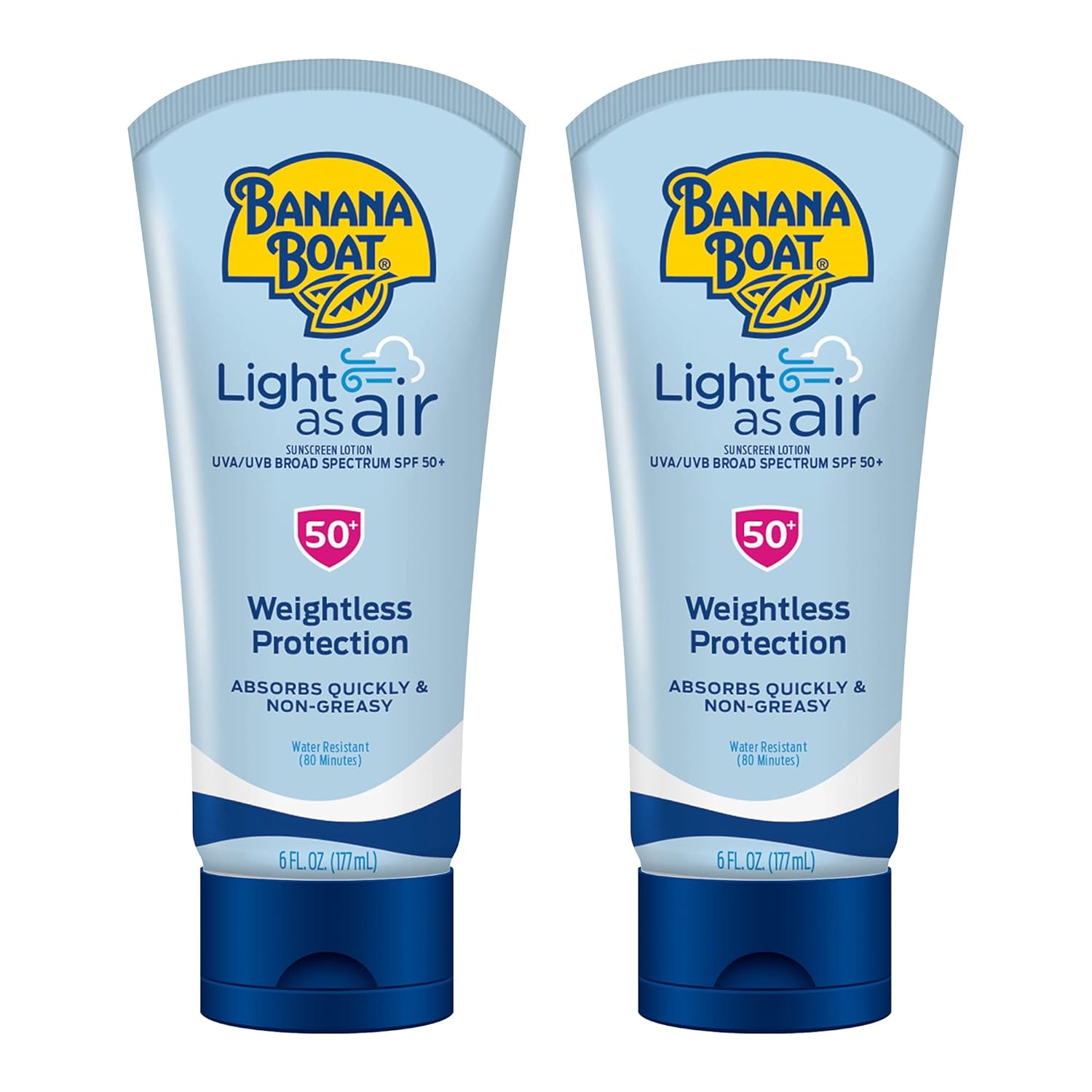Banana Boat Light As Air Sunscreen Lotion SPF50 Twin Pack | Lightweight & Non-Greasy, Sunblock