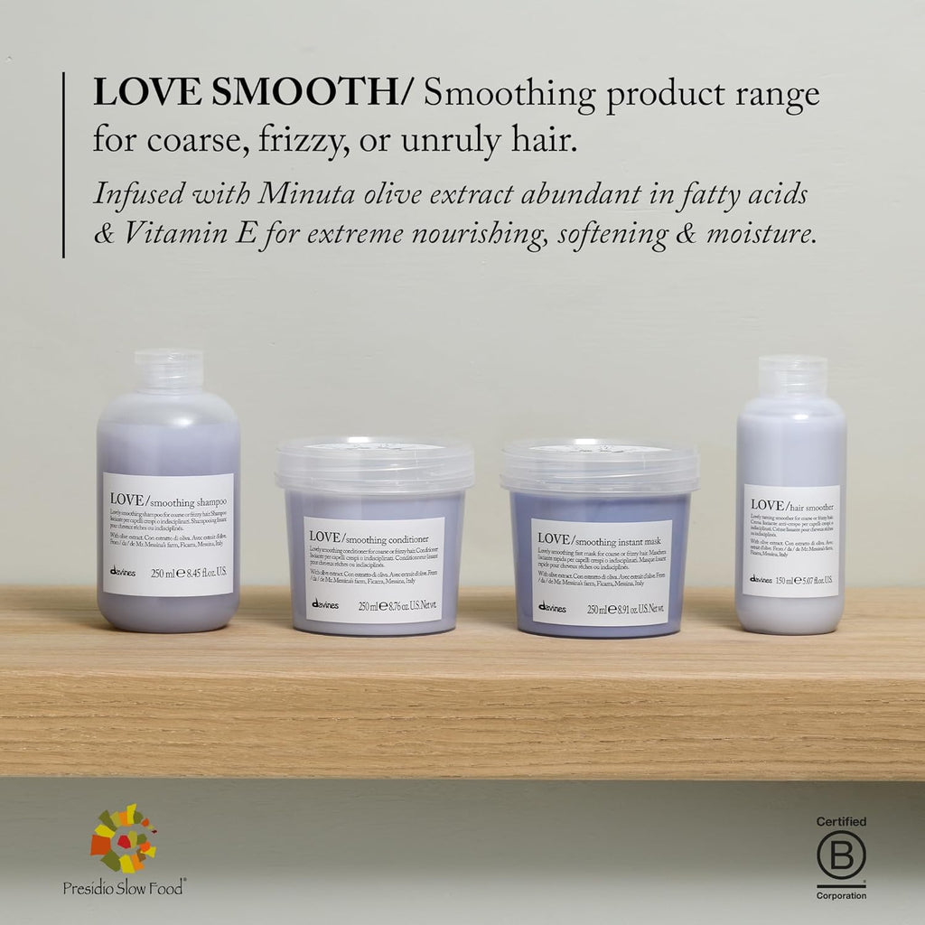 Davines LOVE Smoothing Perfector, Thermal Serum For Coarse Or Frizzy Hair, Tame & Nourish, 5.07 fl o