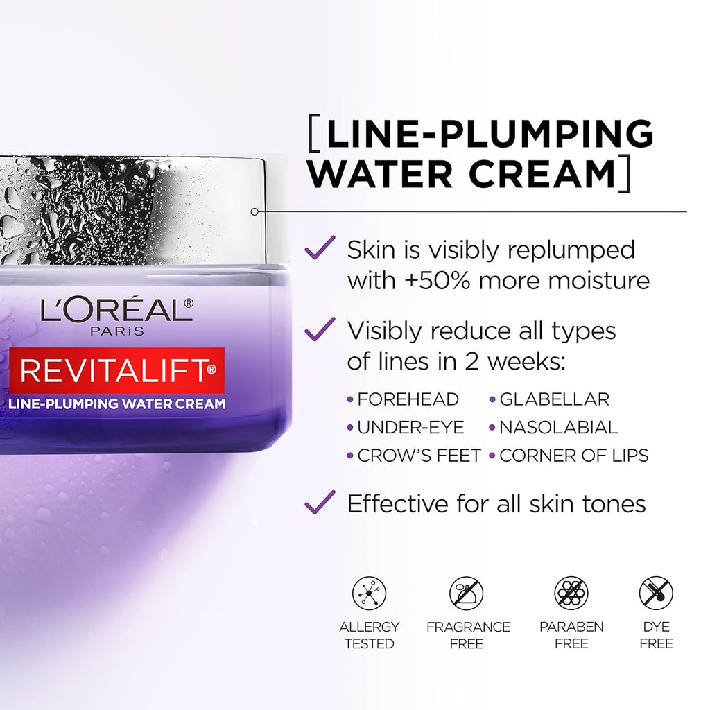 L'Oreal Paris Revitalift Moisturizer, Hyaluronic Acid Water Cream with Ceramides, Deeply Hydrating