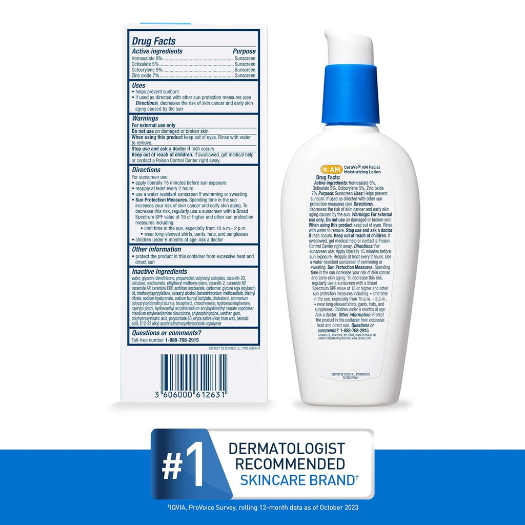 CeraVe AM Facial Moisturizing Lotion SPF 50, Hyaluronic Acid, Niacinamide & Ceramides