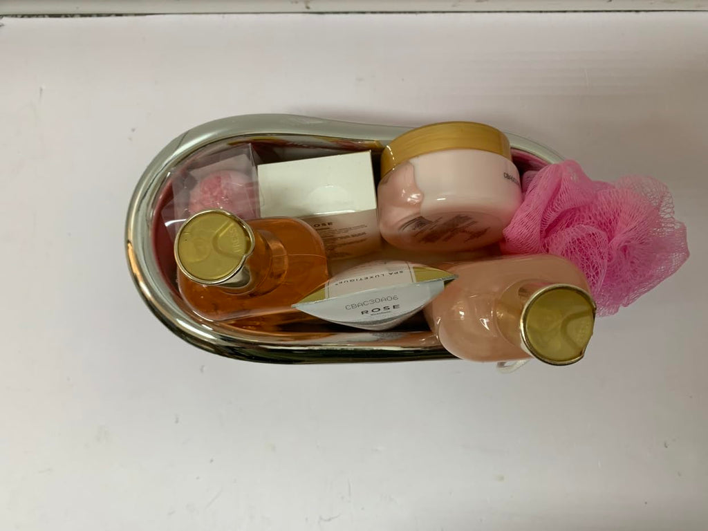spa luxetique Gift Bath Set For Women, 8 Pcs Rose Spa Basket | Bubble Bath, Shower Gel, Body Lotion