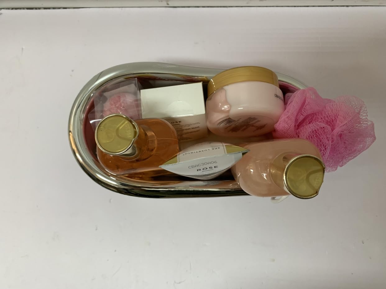 spa luxetique Gift Bath Set For Women, 8 Pcs Rose Spa Basket | Bubble Bath, Shower Gel, Body Lotion